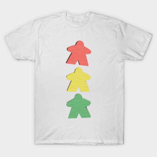 Meeple 3D Wood Game Piece Traffic Signal Light T-Shirt by gloobella